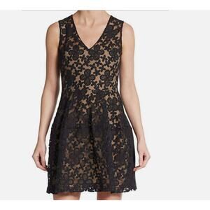 Maje Black Nude Lace Sleeveless Mini Dress Women's Size S